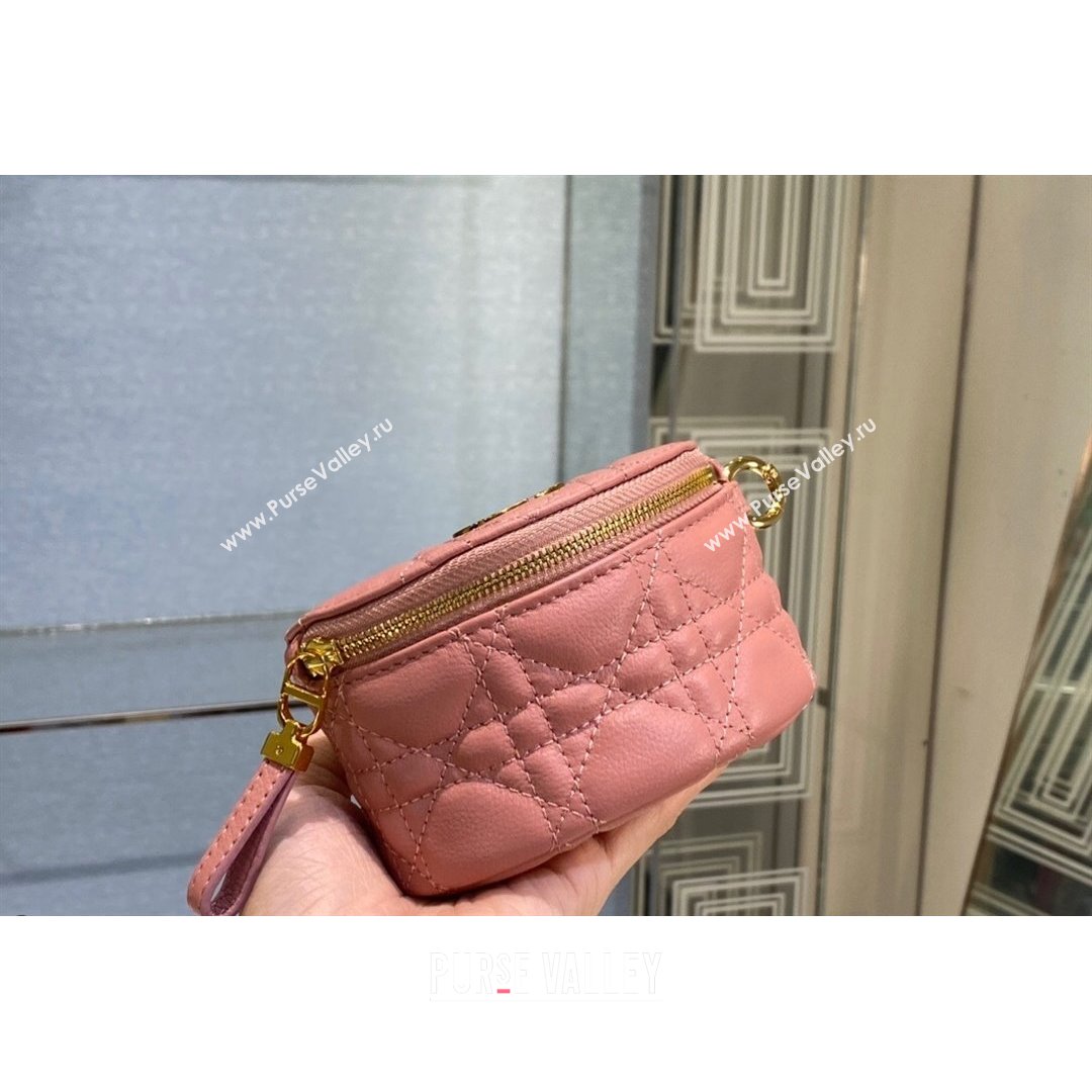 Dior 30 Montaigne Coin Purse Wallet in Pink Supple Cannage Calfskin 2021 (BINF-21090828)