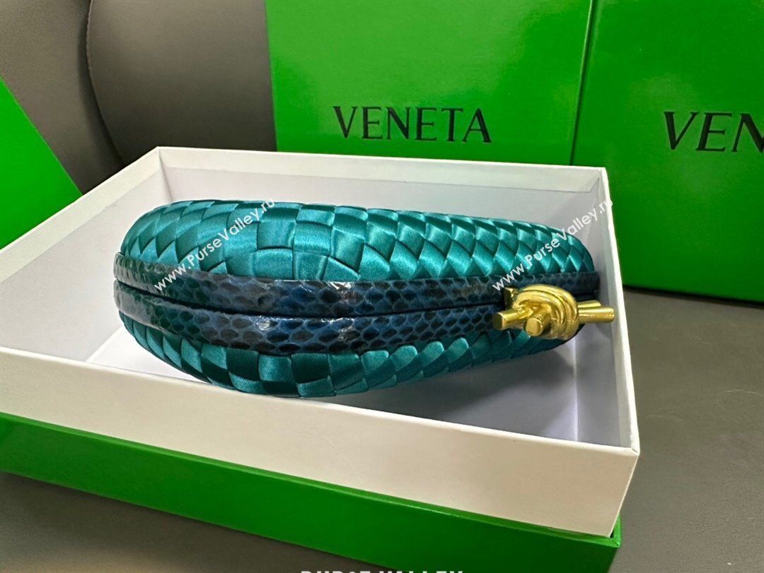 Bottega Veneta Knot Minaudiere Clutch in Intreccio Fabric 717622 Cyan 2023 (MS-23101326)