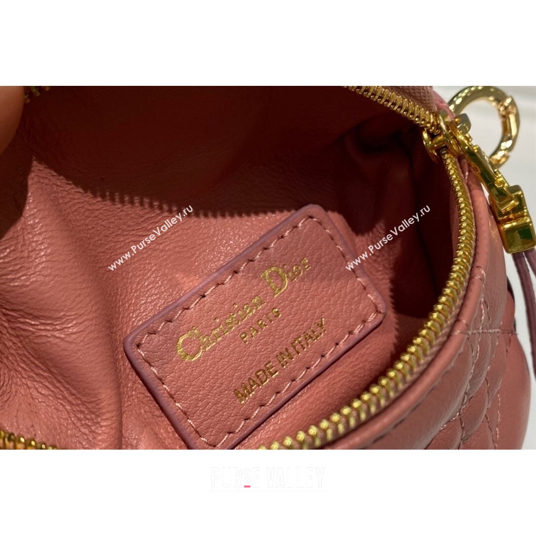 Dior 30 Montaigne Coin Purse Wallet in Pink Supple Cannage Calfskin 2021 (BINF-21090828)