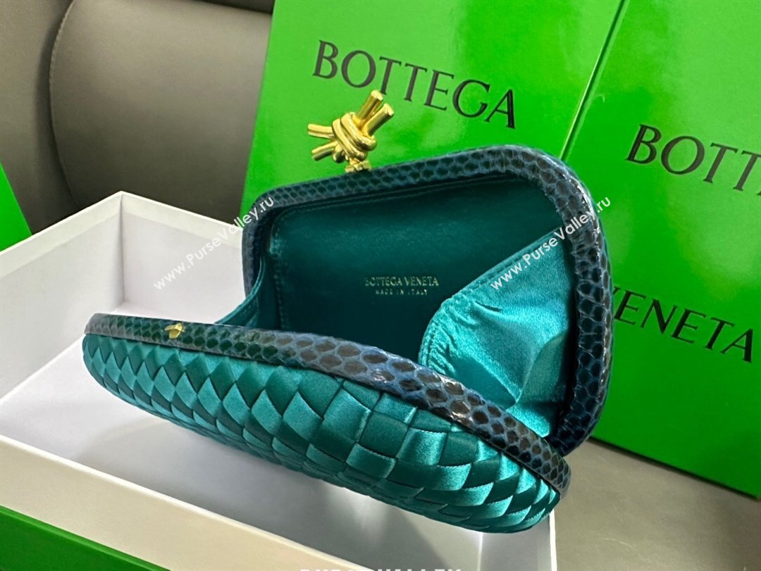 Bottega Veneta Knot Minaudiere Clutch in Intreccio Fabric 717622 Cyan 2023 (MS-23101326)