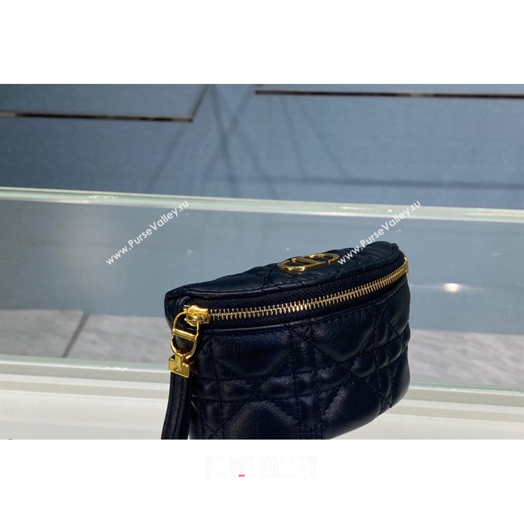 Dior 30 Montaigne Coin Purse Wallet in Black Supple Cannage Calfskin 2021 (BINF-21090825)