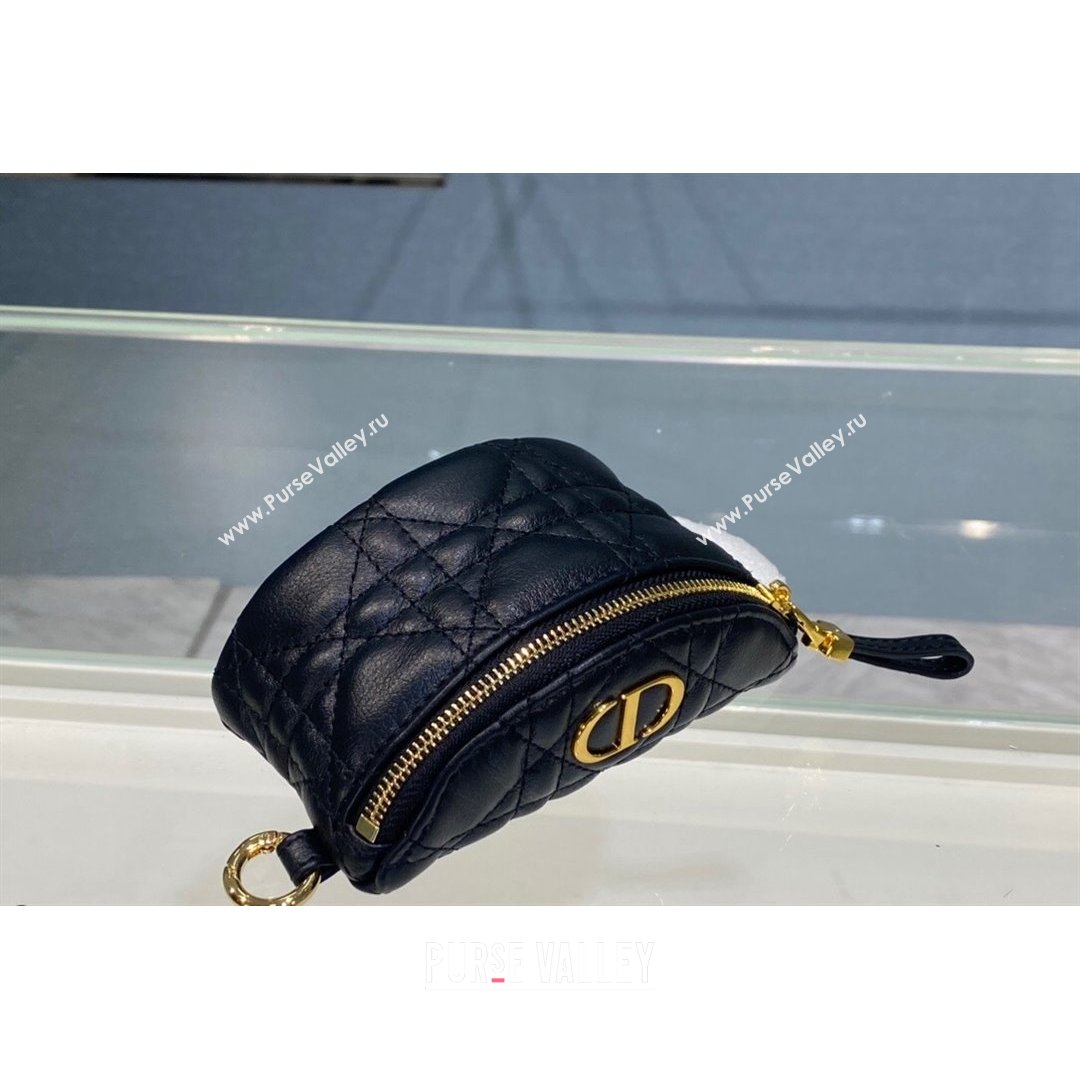 Dior 30 Montaigne Coin Purse Wallet in Black Supple Cannage Calfskin 2021 (BINF-21090825)