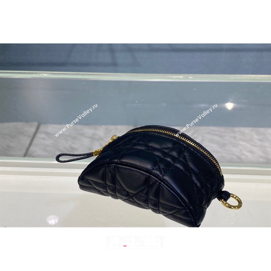 Dior 30 Montaigne Coin Purse Wallet in Black Supple Cannage Calfskin 2021 (BINF-21090825)