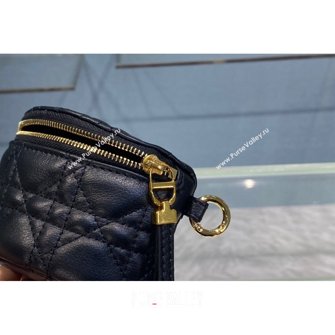 Dior 30 Montaigne Coin Purse Wallet in Black Supple Cannage Calfskin 2021 (BINF-21090825)