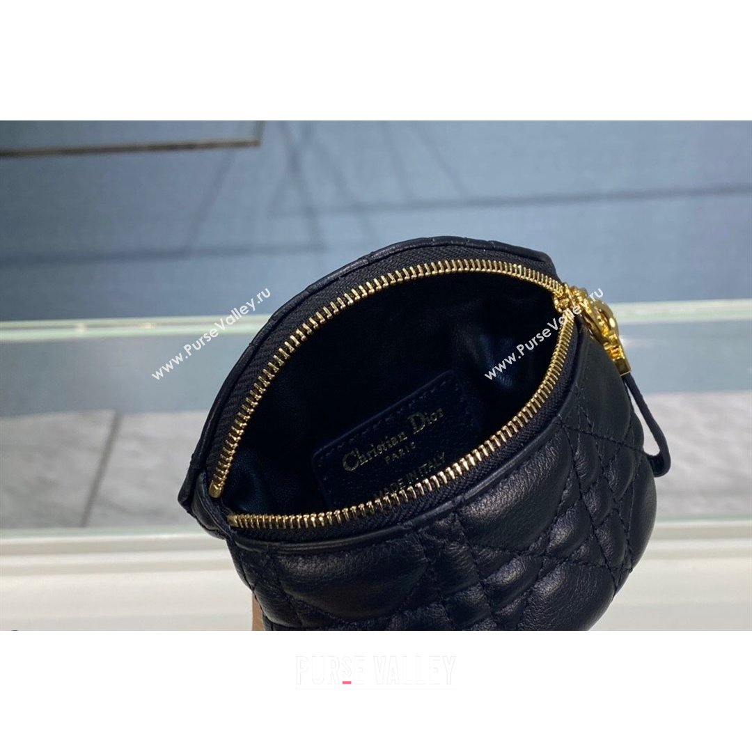 Dior 30 Montaigne Coin Purse Wallet in Black Supple Cannage Calfskin 2021 (BINF-21090825)