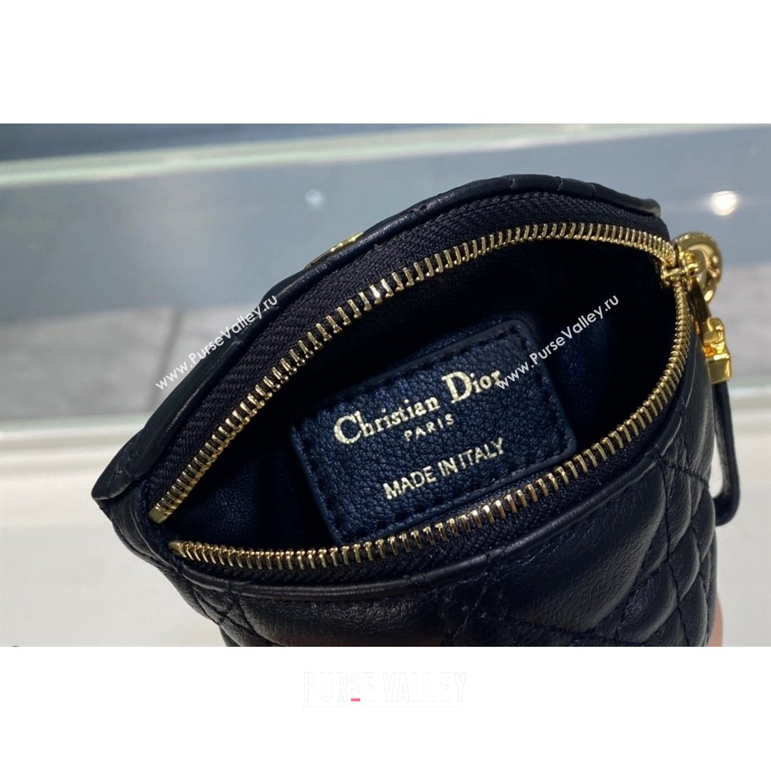 Dior 30 Montaigne Coin Purse Wallet in Black Supple Cannage Calfskin 2021 (BINF-21090825)