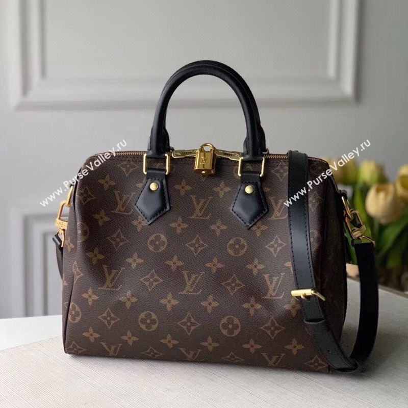 Louis Vuitton Speedy 25 Monogram Canvas Top Handle Bag M48285 Black 2020 (KI-20122901)