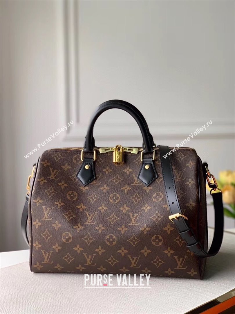 Louis Vuitton Speedy 30 Monogram Canvas Top Handle Bag M48284 Black 2020 (KI-20122902)