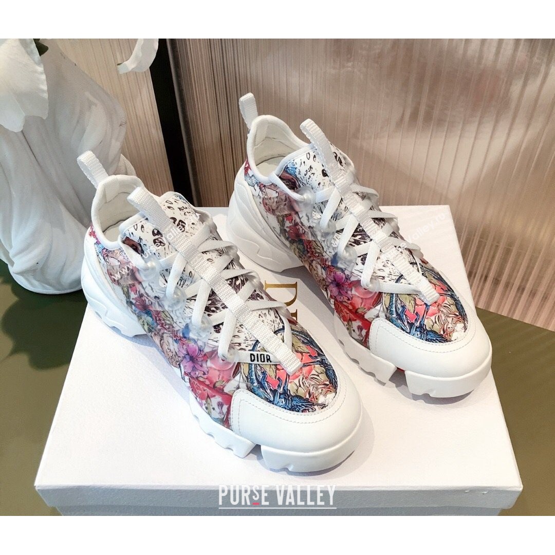 Dior D-Connect Dioramour Sneakers in Zodiac Printed Technical Fabric Multicolor/Pink 2021 (KL-21081619)