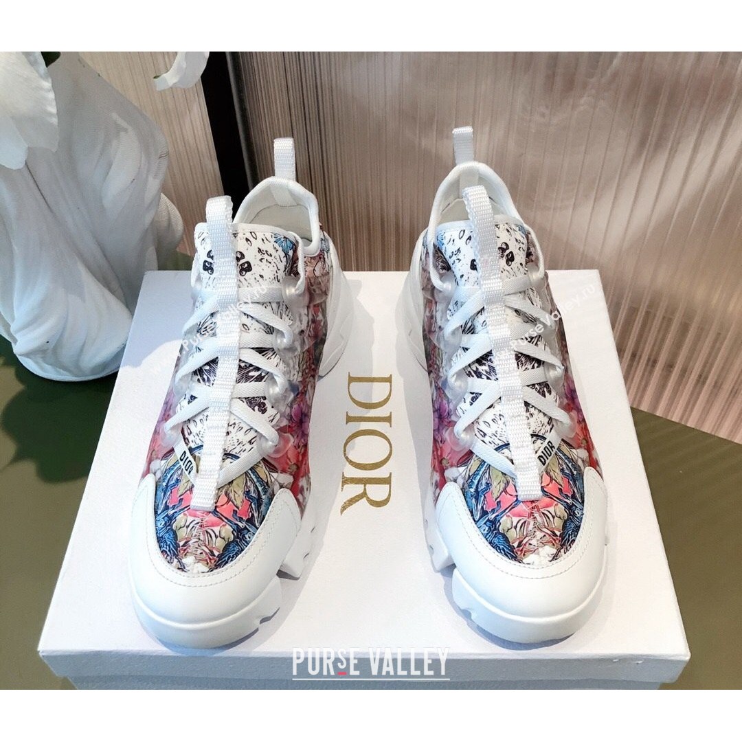 Dior D-Connect Dioramour Sneakers in Zodiac Printed Technical Fabric Multicolor/Pink 2021 (KL-21081619)