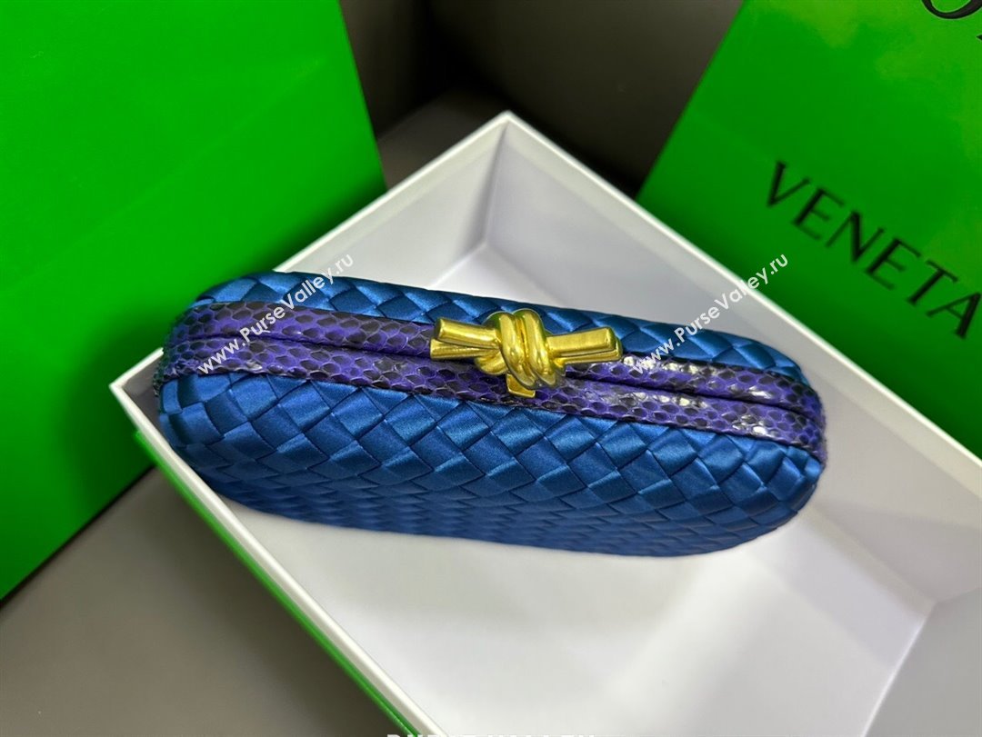 Bottega Veneta Knot Minaudiere Clutch in Intreccio Fabric 717622 Blue 02 2023 (MS-23101329)