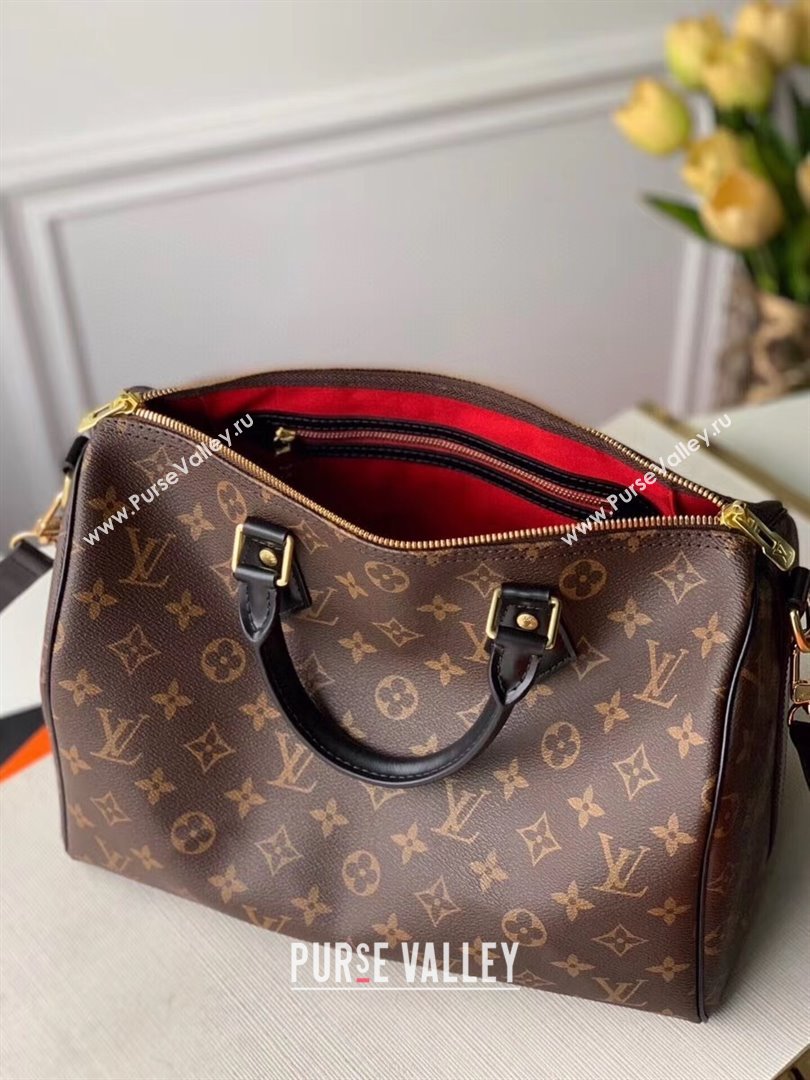 Louis Vuitton Speedy 30 Monogram Canvas Top Handle Bag M48284 Black 2020 (KI-20122902)