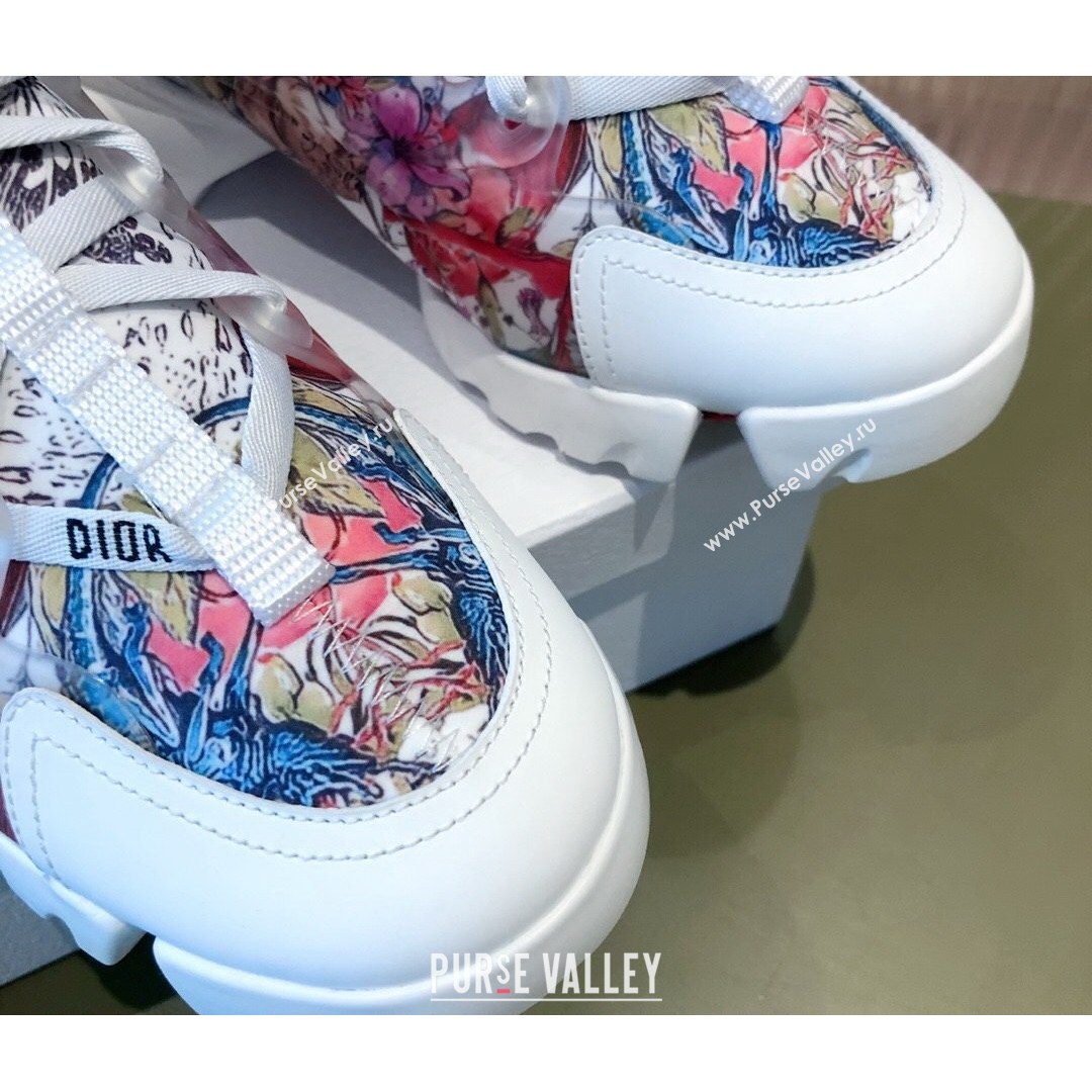 Dior D-Connect Dioramour Sneakers in Zodiac Printed Technical Fabric Multicolor/Pink 2021 (KL-21081619)