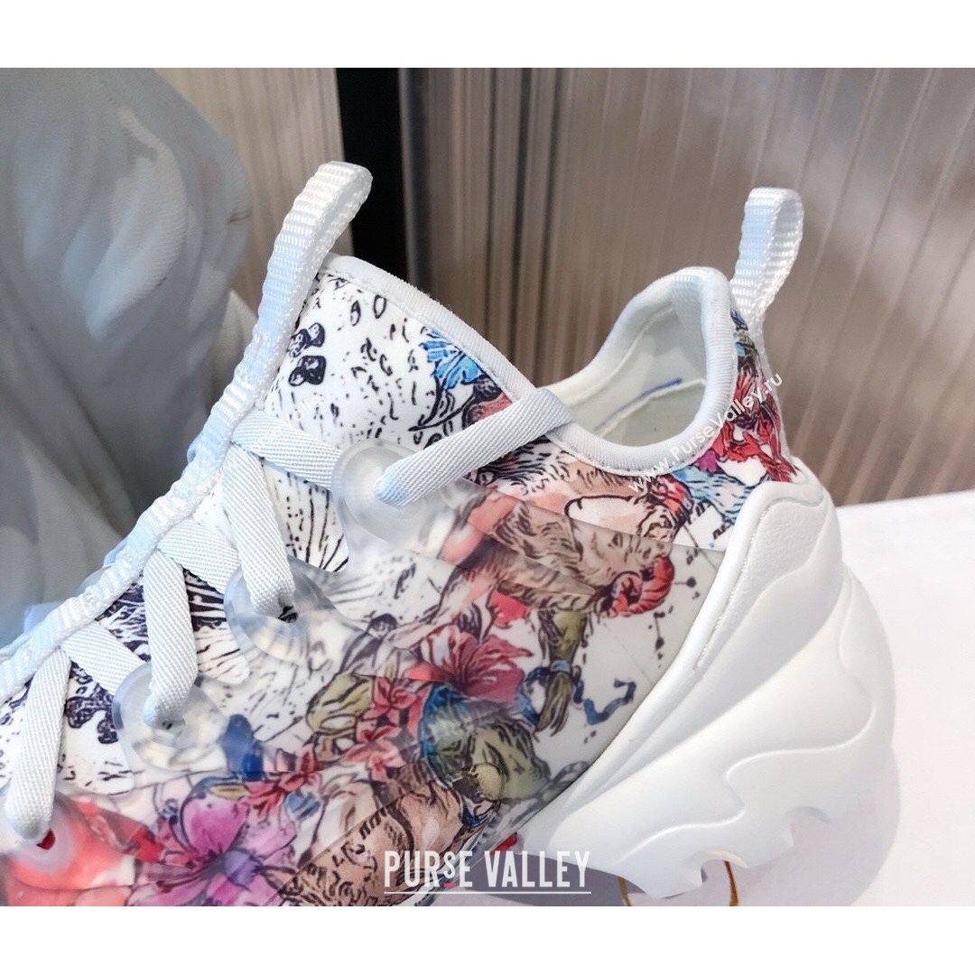 Dior D-Connect Dioramour Sneakers in Zodiac Printed Technical Fabric Multicolor/Pink 2021 (KL-21081619)