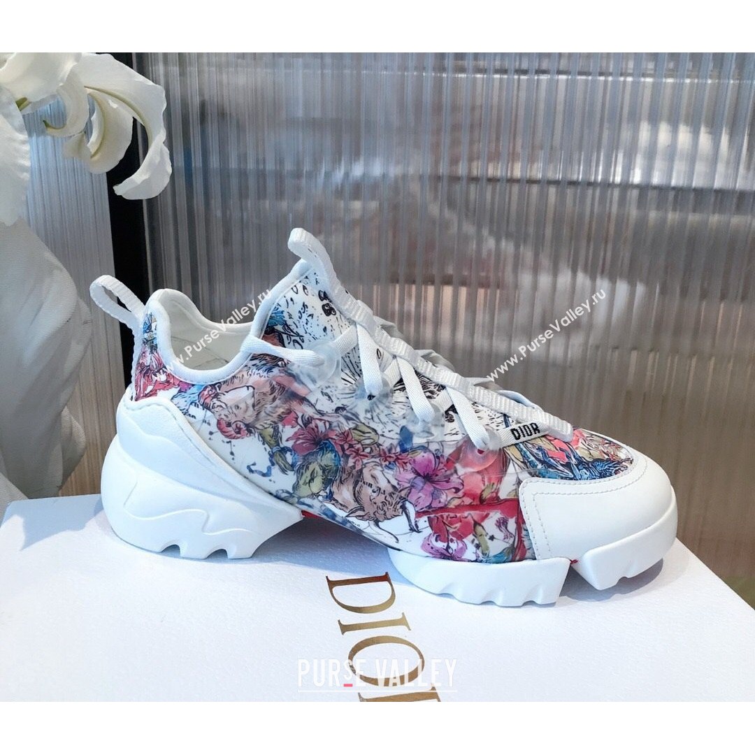 Dior D-Connect Dioramour Sneakers in Zodiac Printed Technical Fabric Multicolor/Pink 2021 (KL-21081619)