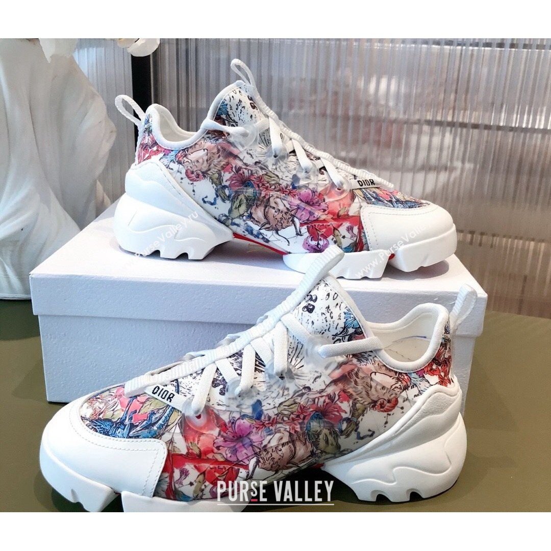 Dior D-Connect Dioramour Sneakers in Zodiac Printed Technical Fabric Multicolor/Pink 2021 (KL-21081619)