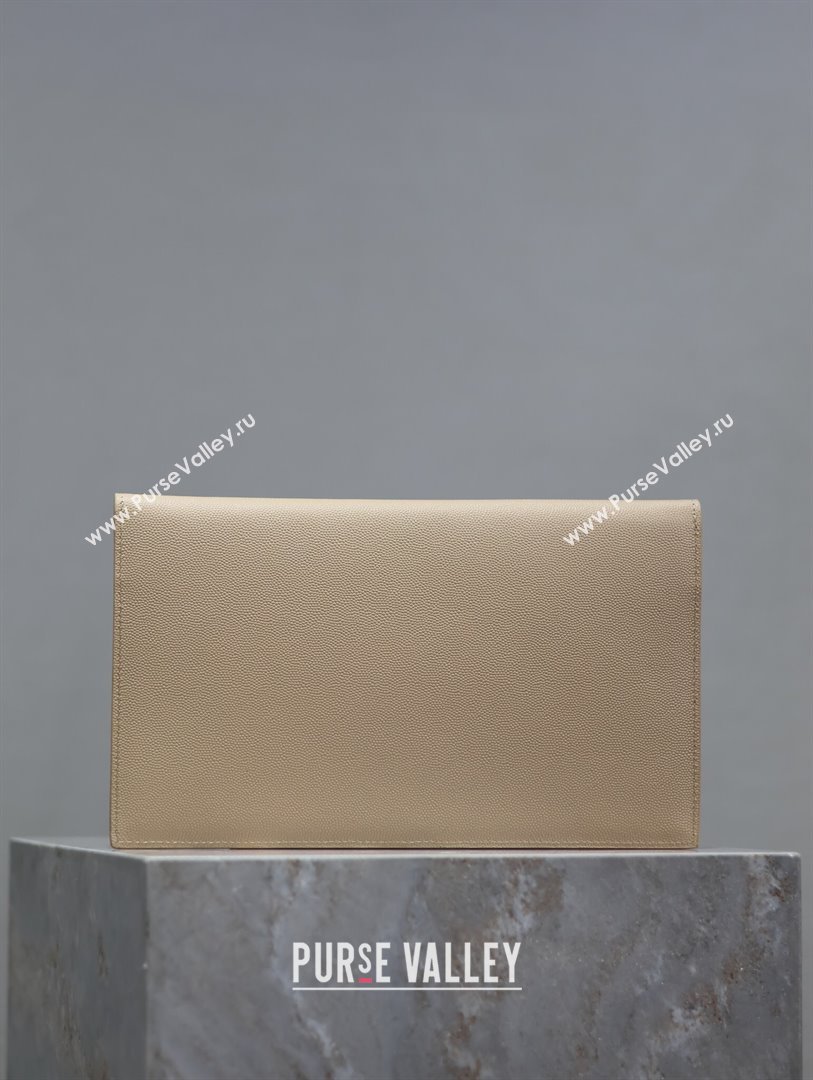 Saint Laurent Uptown Pouch in Grained Leather 565739 Beige 2024 (MHUI-24073003)