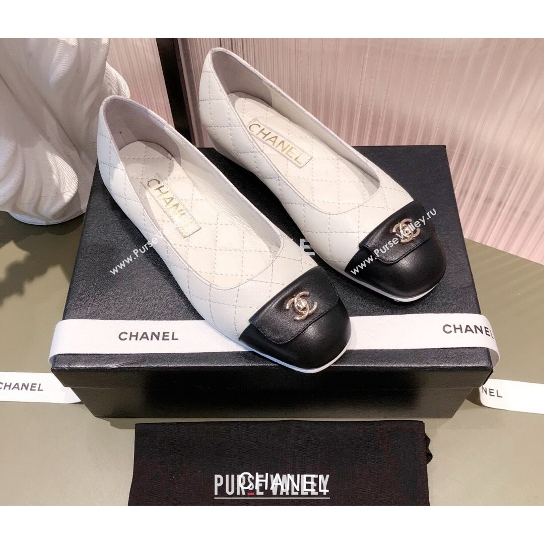 Chanel Leather Foldover Ballerinas White 2021 (KL-21081621)