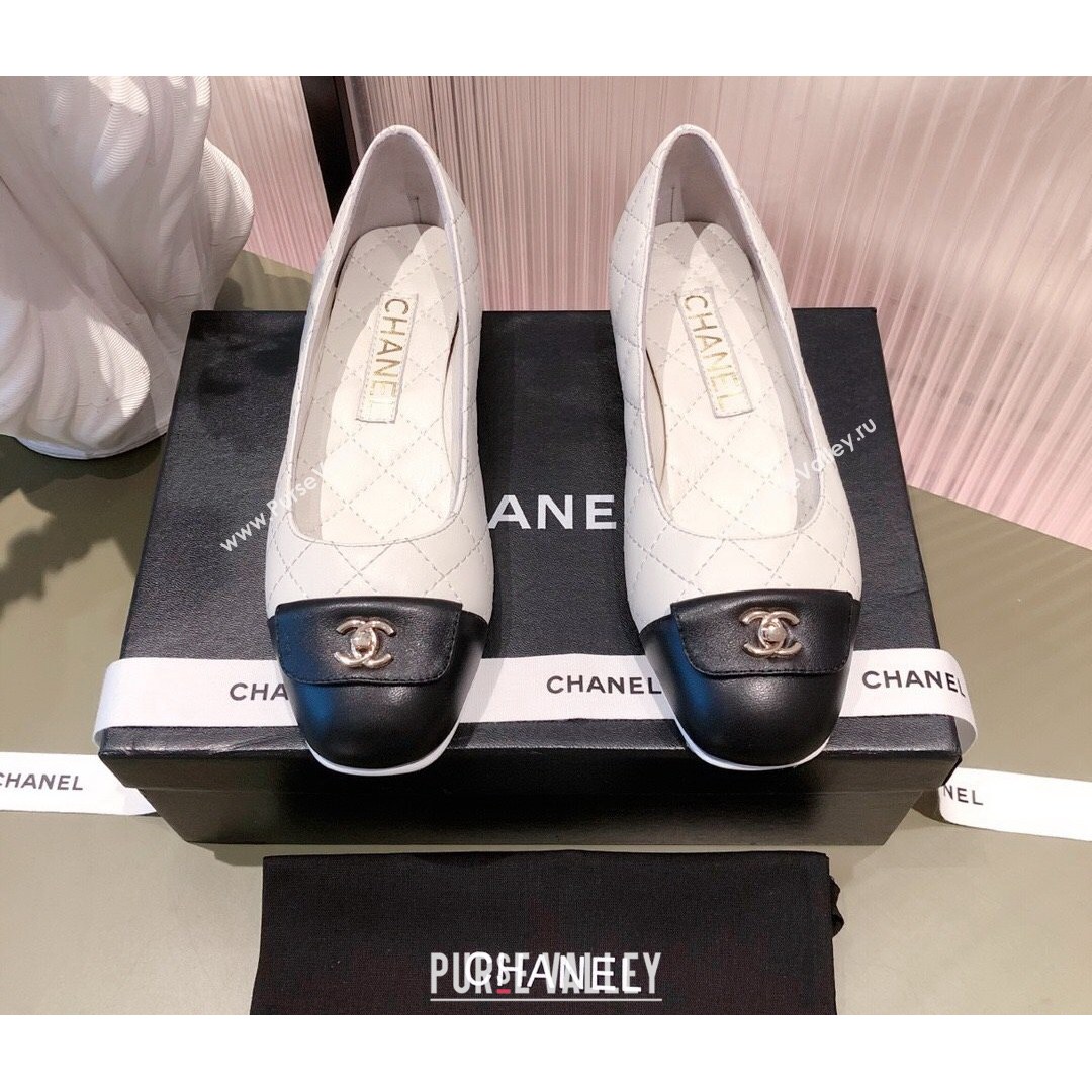 Chanel Leather Foldover Ballerinas White 2021 (KL-21081621)