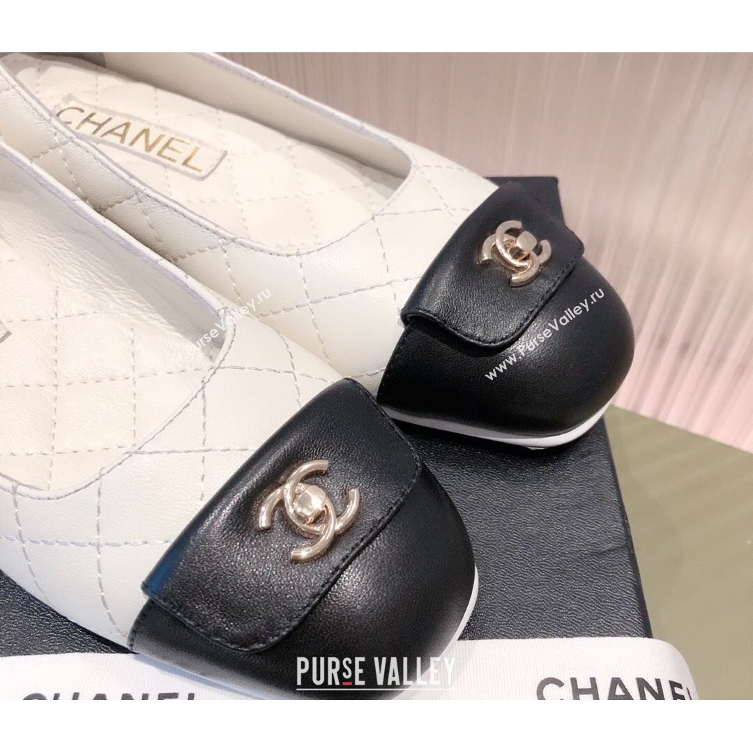 Chanel Leather Foldover Ballerinas White 2021 (KL-21081621)