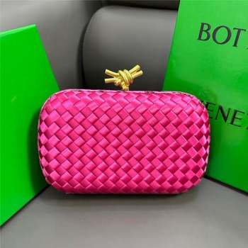 Bottega Veneta Knot Minaudiere Clutch in Intreccio Fabric 717622 Rosy 2023 (MS-23101331)