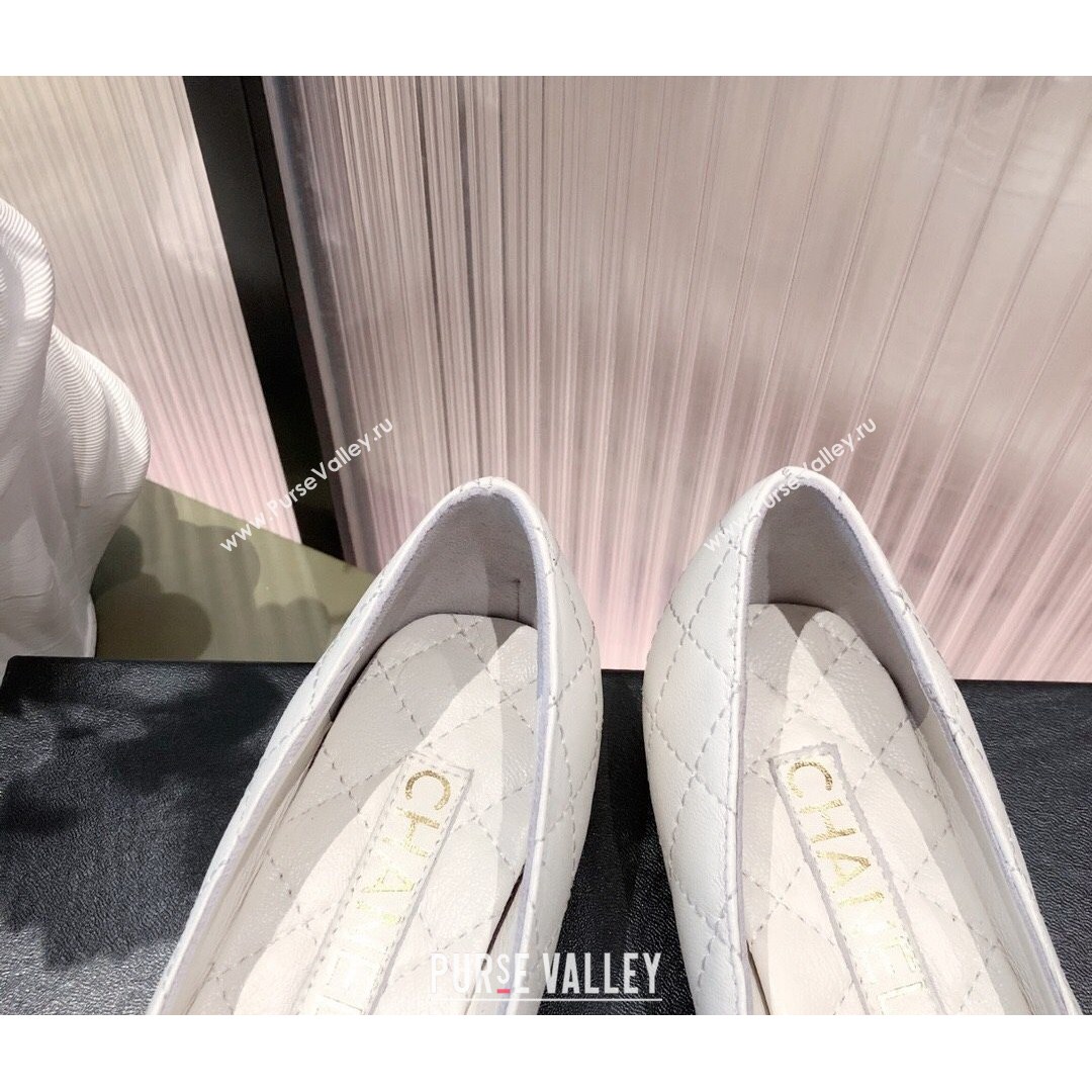 Chanel Leather Foldover Ballerinas White 2021 (KL-21081621)