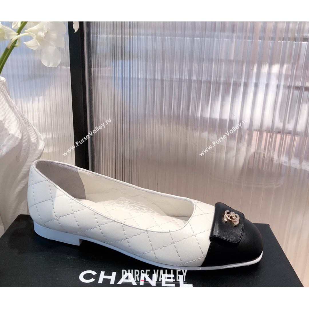 Chanel Leather Foldover Ballerinas White 2021 (KL-21081621)