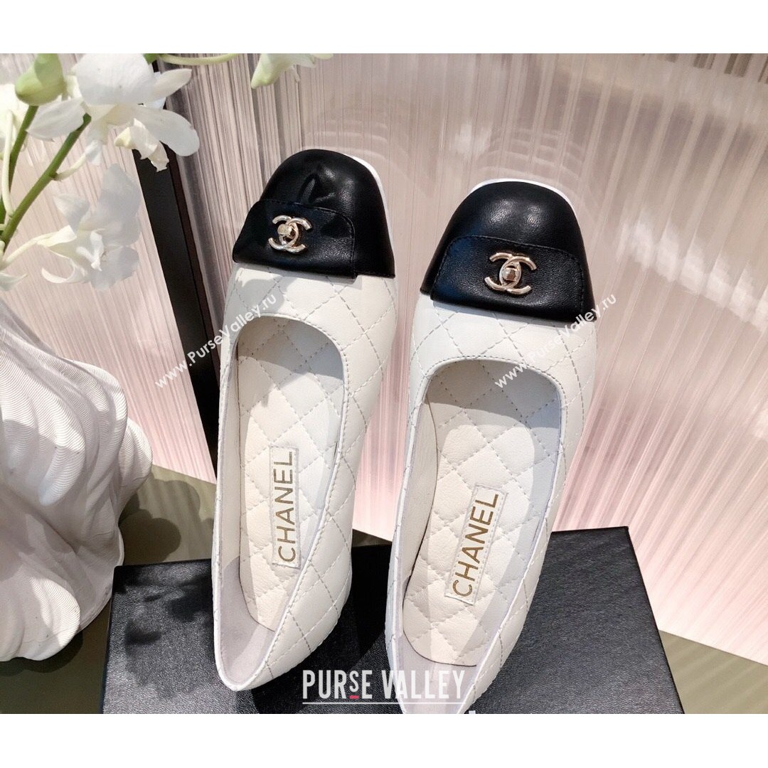 Chanel Leather Foldover Ballerinas White 2021 (KL-21081621)