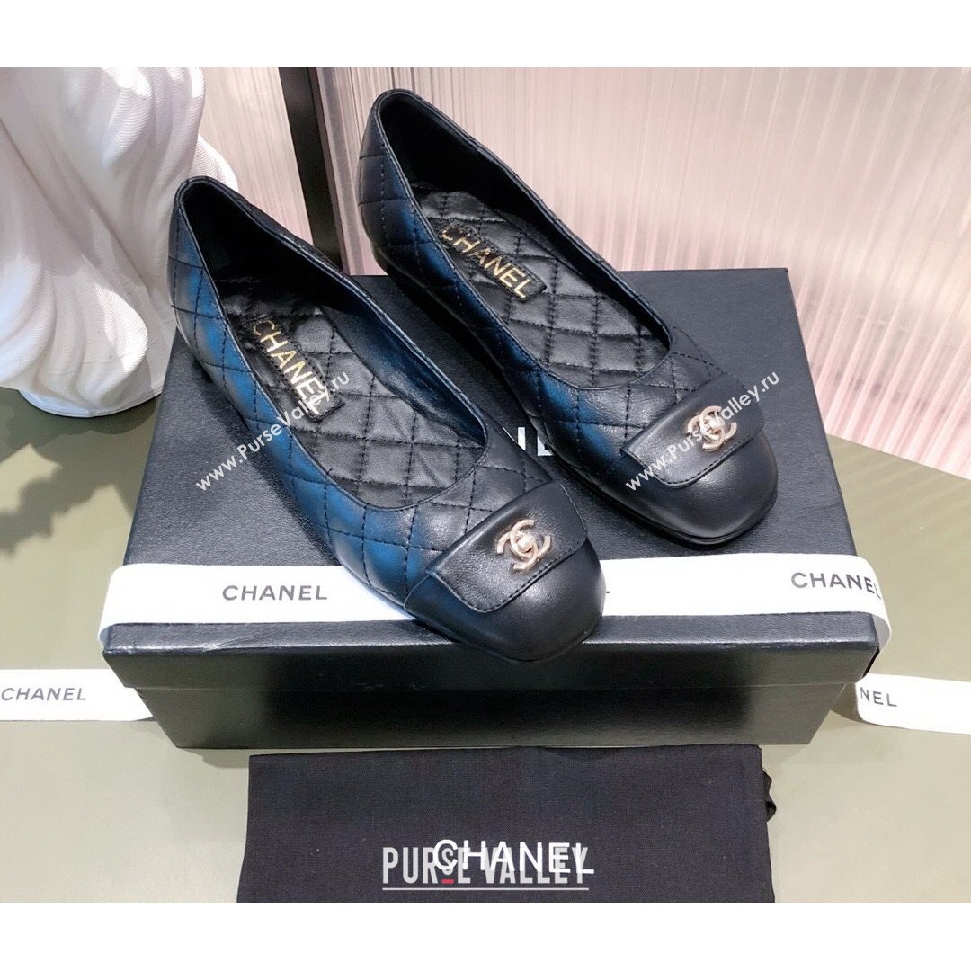 Chanel Leather Foldover Ballerinas Black 2021 (KL-21081620)