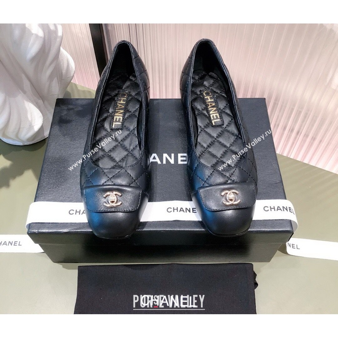 Chanel Leather Foldover Ballerinas Black 2021 (KL-21081620)