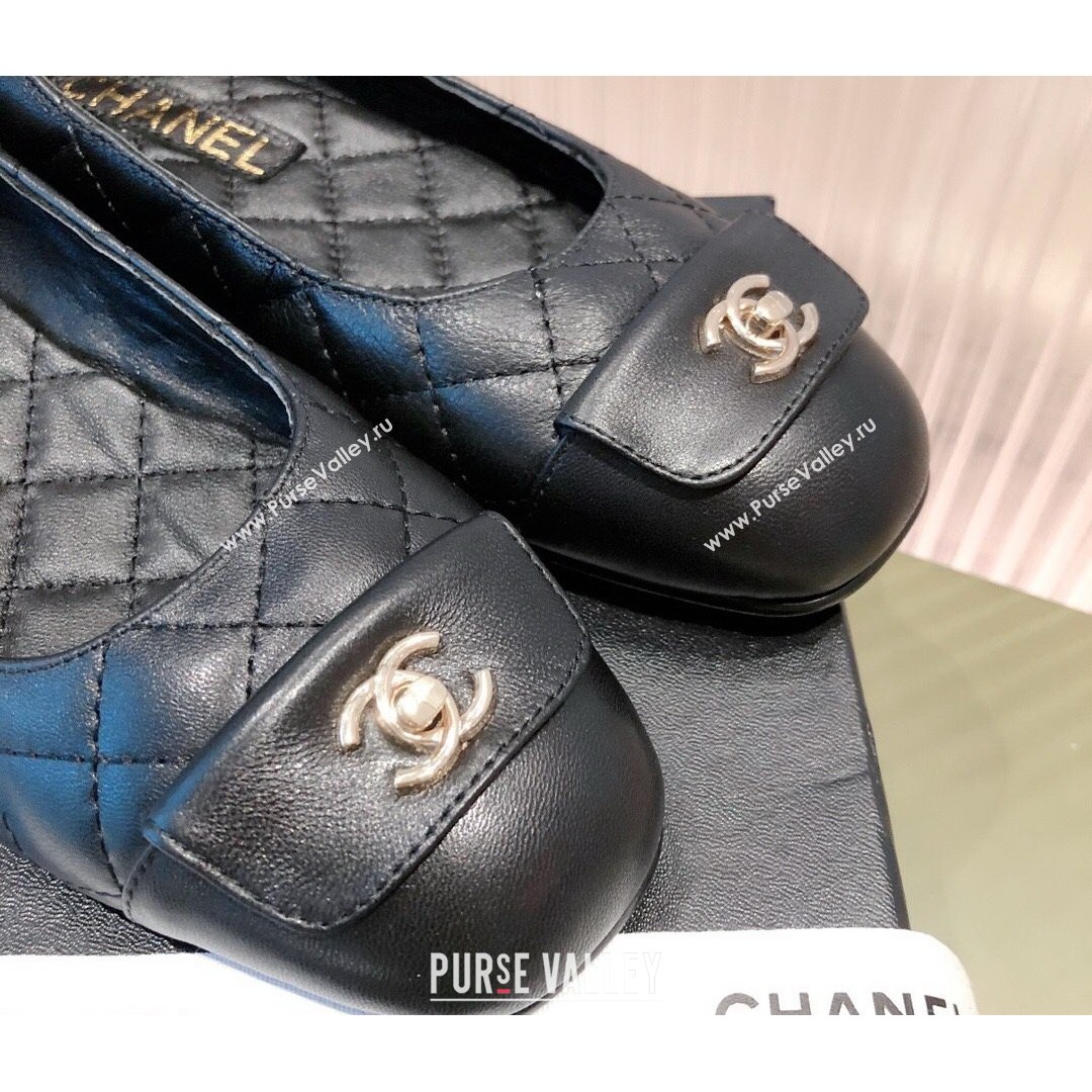 Chanel Leather Foldover Ballerinas Black 2021 (KL-21081620)