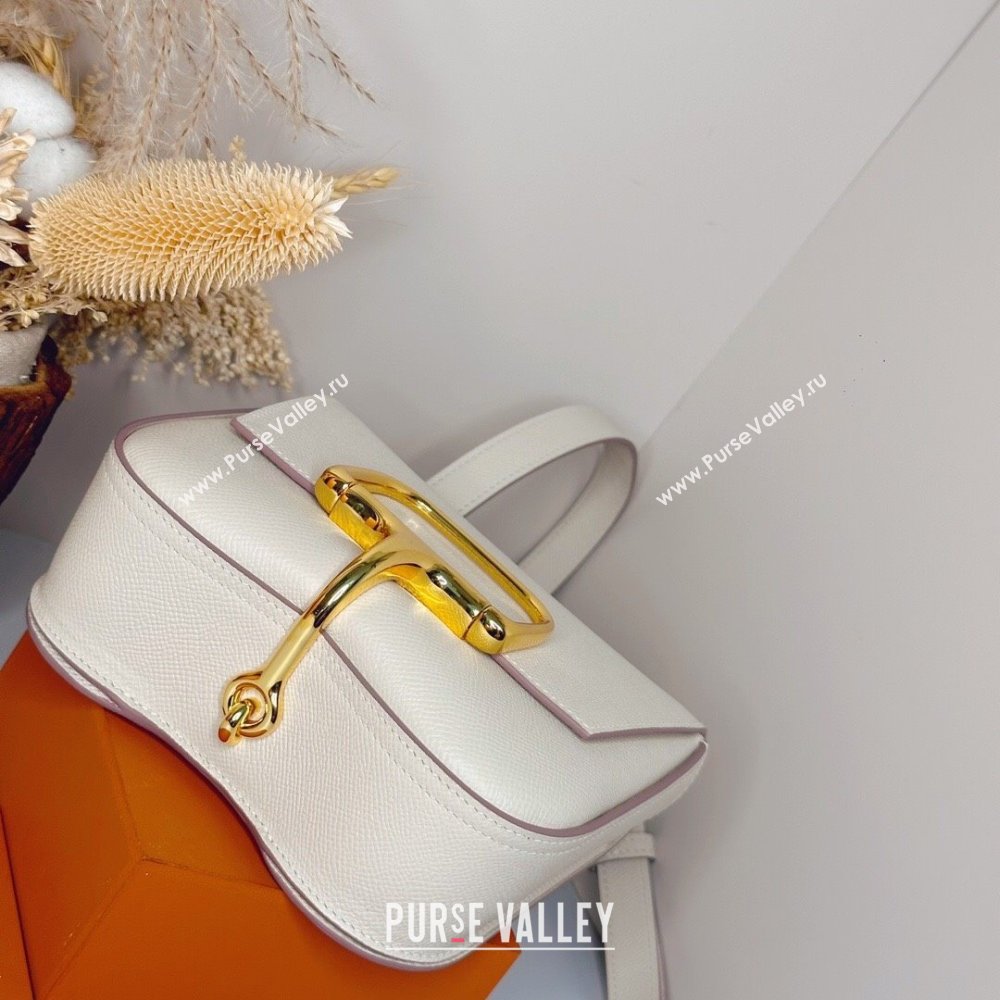 Hermes Della Cavalleria Mini Bag in Epsom Leather White/Gold 2024(Handmade) (XYA-24073005)