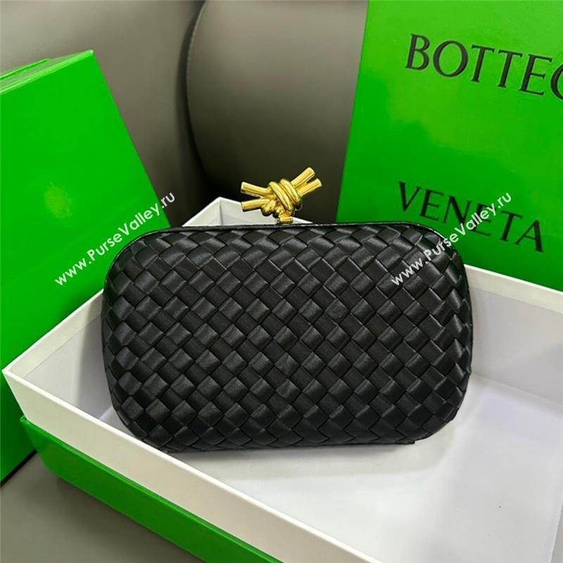 Bottega Veneta Knot Minaudiere Clutch in Intreccio Fabric 717622 Black 2023 (MS-23101333)