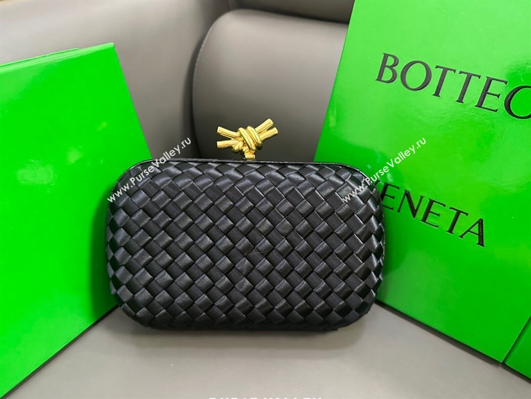 Bottega Veneta Knot Minaudiere Clutch in Intreccio Fabric 717622 Black 2023 (MS-23101333)