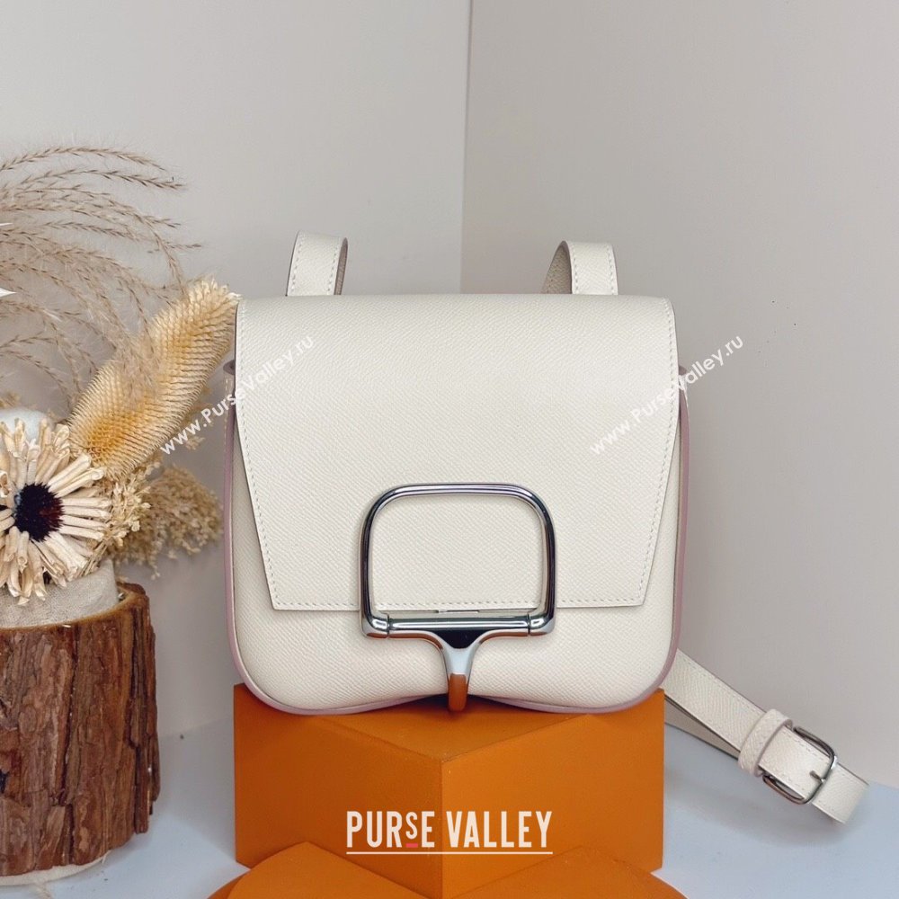 Hermes Della Cavalleria Mini Bag in Epsom Leather White/Silver 2024(Handmade) (XYA-24073006)