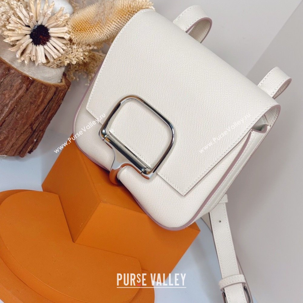 Hermes Della Cavalleria Mini Bag in Epsom Leather White/Silver 2024(Handmade) (XYA-24073006)