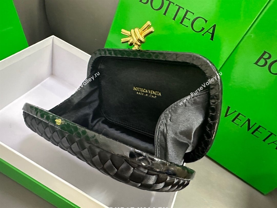 Bottega Veneta Knot Minaudiere Clutch in Intreccio Fabric 717622 Black 2023 (MS-23101333)