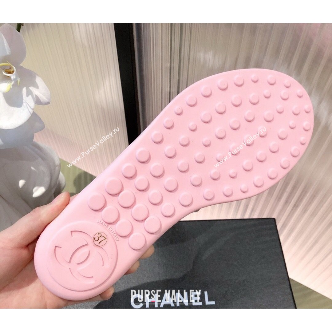 Chanel Leather Towel Chain Flat Thong Slide Sandals Pink 2021 (KL-21081622)