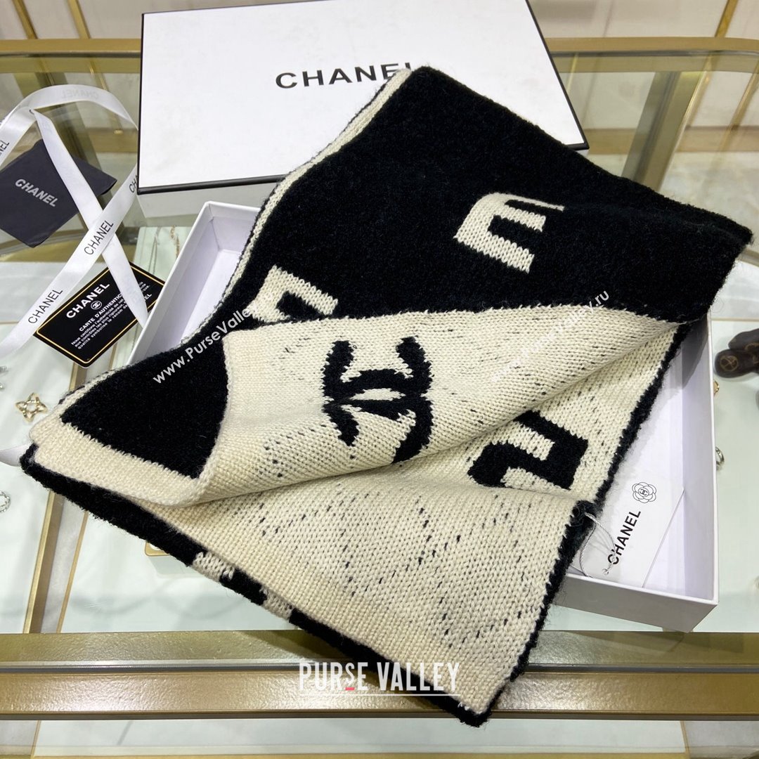 Chanel Cashmere and Wool Long Scarf LS11 Black 2021 (A-210903077)