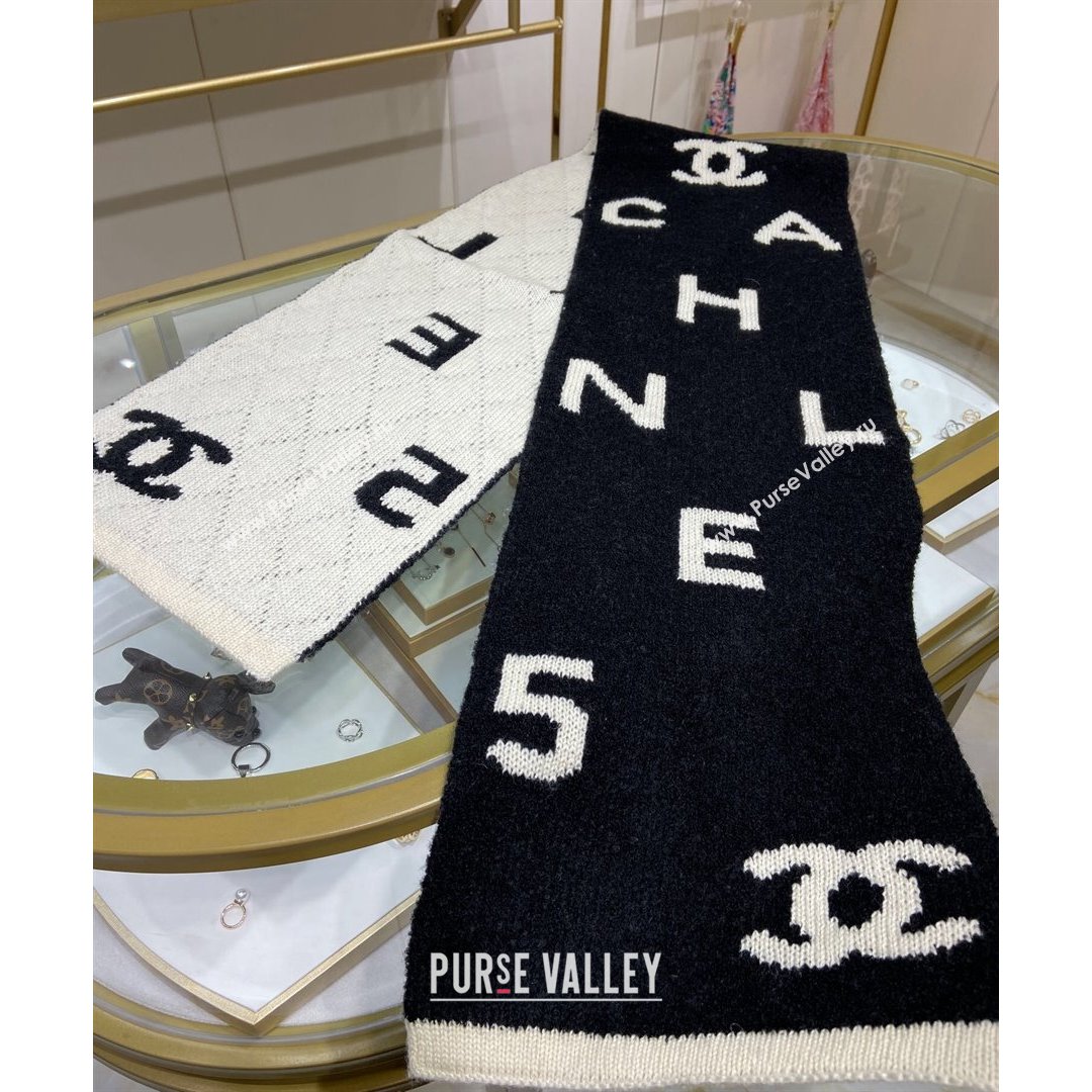 Chanel Cashmere and Wool Long Scarf LS11 Black 2021 (A-210903077)