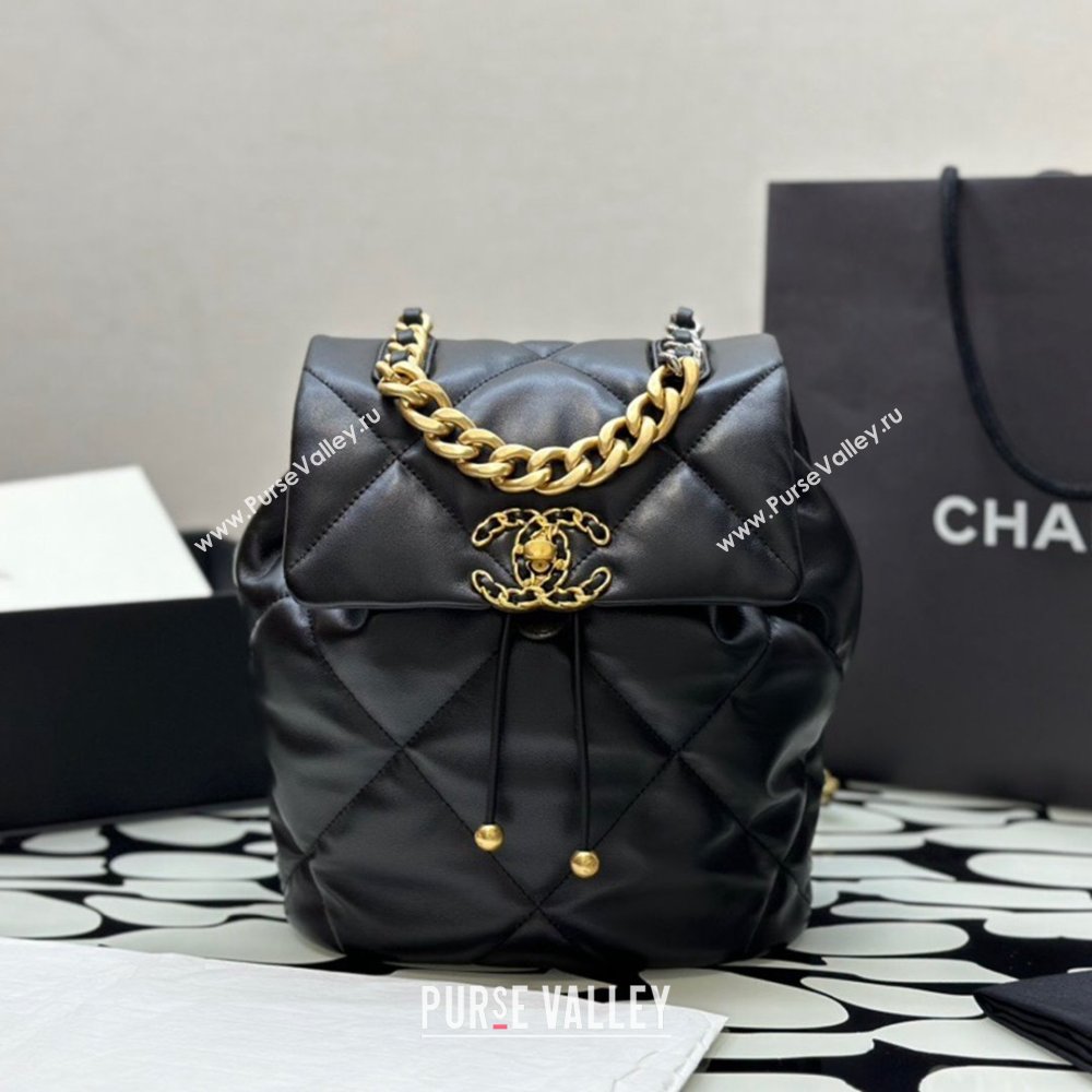 Chanel 19 Backpack in Quilted Goatskin AS4223 Black 2023 (YEZI-23111607)