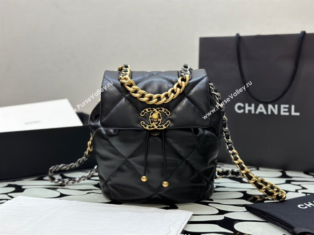 Chanel 19 Backpack in Quilted Goatskin AS4223 Black 2023 (YEZI-23111607)