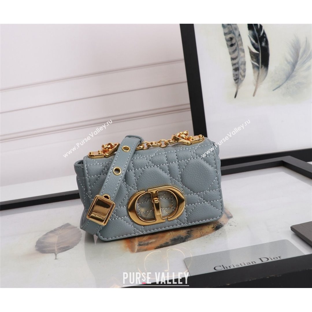 Dior Micro Caro Bag in Grey Supple Cannage Calfskin 2021 (XXG-21090839)