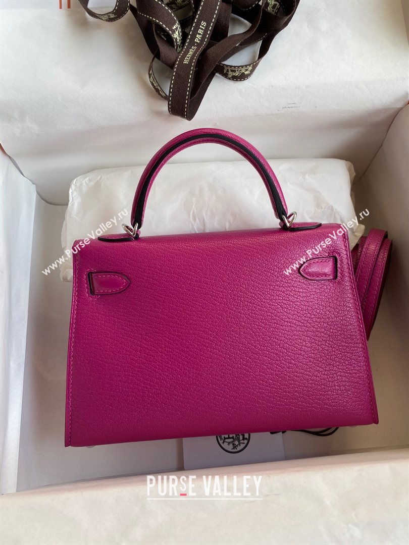 Hermes Mini Kelly II Bag 19cm in Original Chevre Leather Rosy/Silver 2024 (Full Handmade) (XYA-24022901)