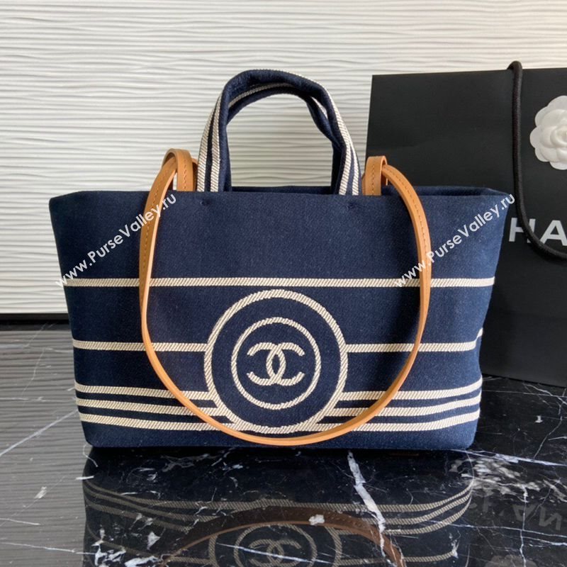 Chanel Striped Denim Small Shopping Bag Blue 2021 (JY-21031726)
