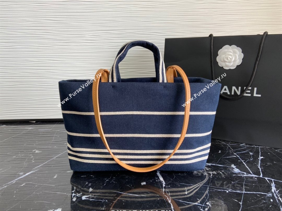 Chanel Striped Denim Small Shopping Bag Blue 2021 (JY-21031726)
