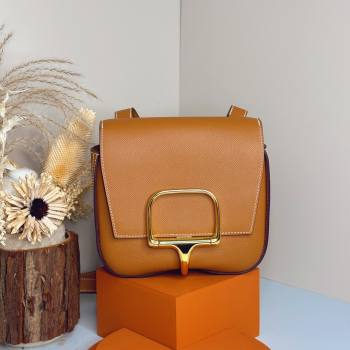 Hermes Della Cavalleria Mini Bag in Epsom Leather Brown/Gold 2024(Handmade) (XYA-24073009)