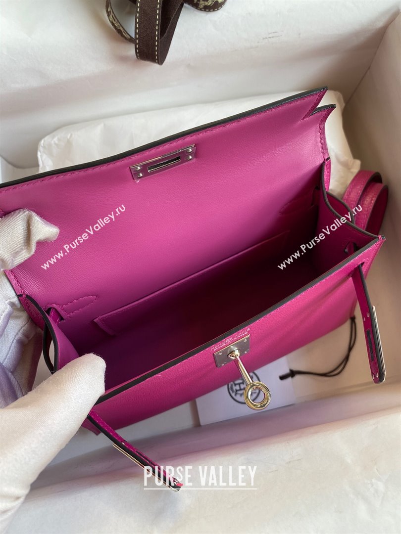 Hermes Mini Kelly II Bag 19cm in Original Chevre Leather Rosy/Silver 2024 (Full Handmade) (XYA-24022901)