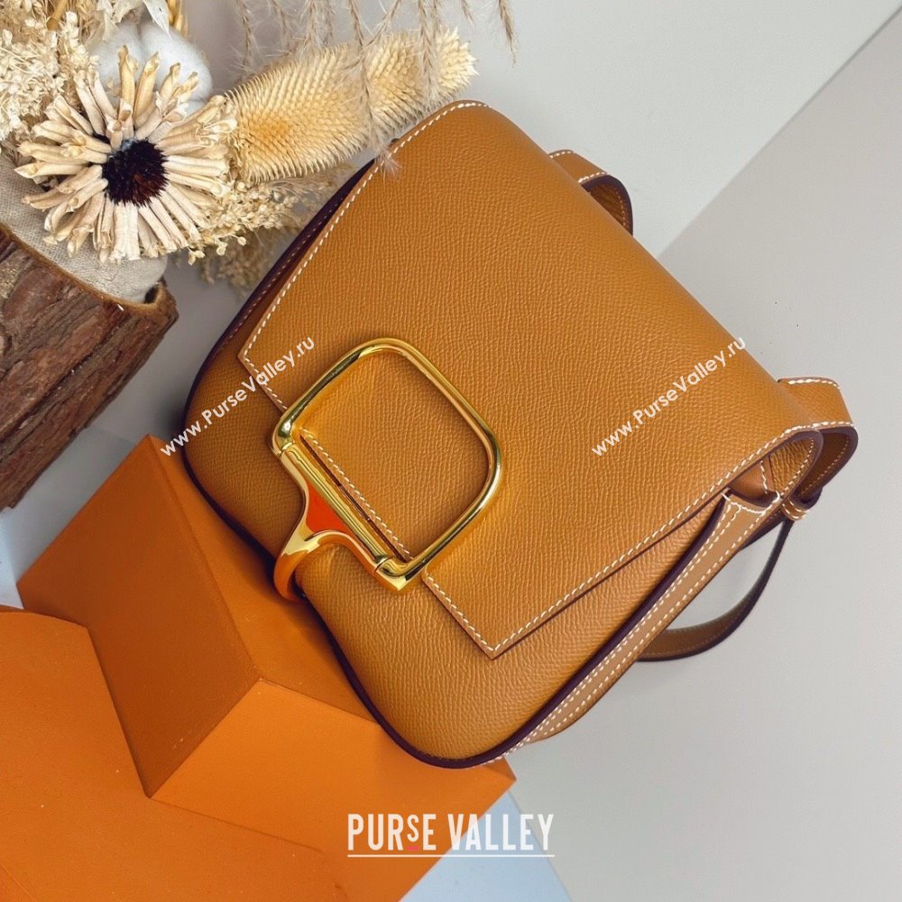 Hermes Della Cavalleria Mini Bag in Epsom Leather Brown/Gold 2024(Handmade) (XYA-24073009)