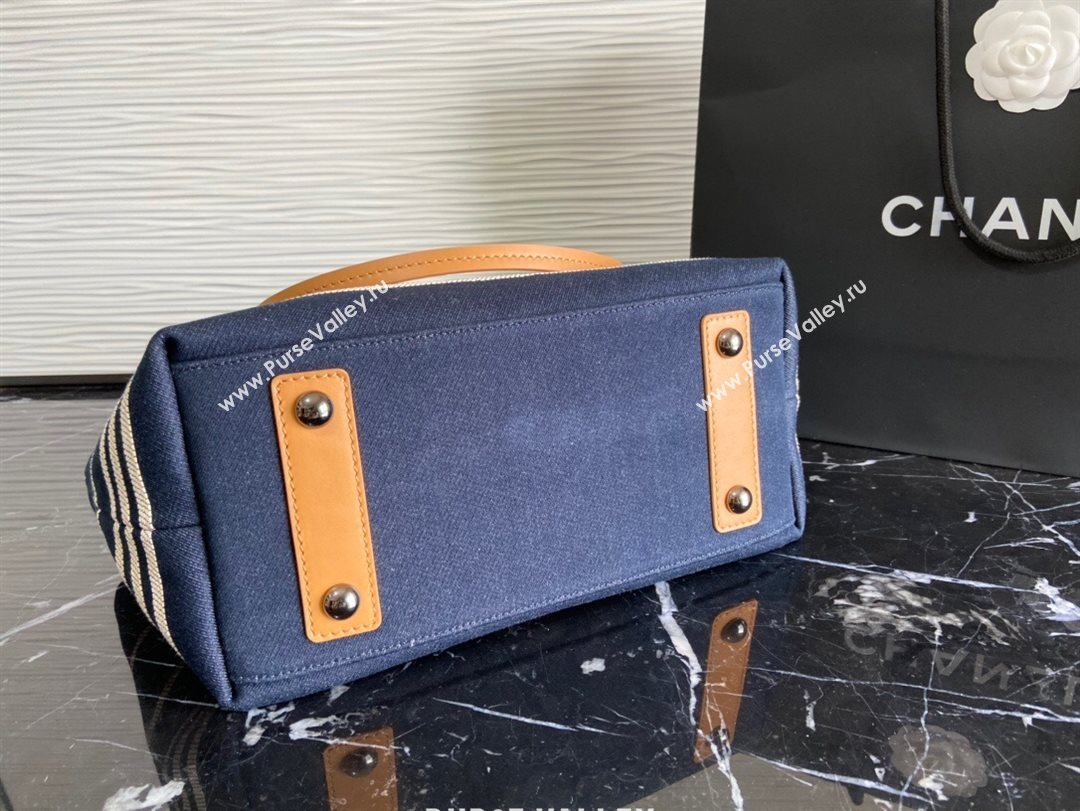 Chanel Striped Denim Small Shopping Bag Blue 2021 (JY-21031726)